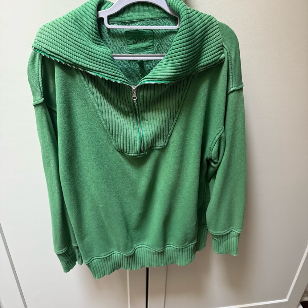 Aerie Vibrant Green Ribbed oversized Pullover